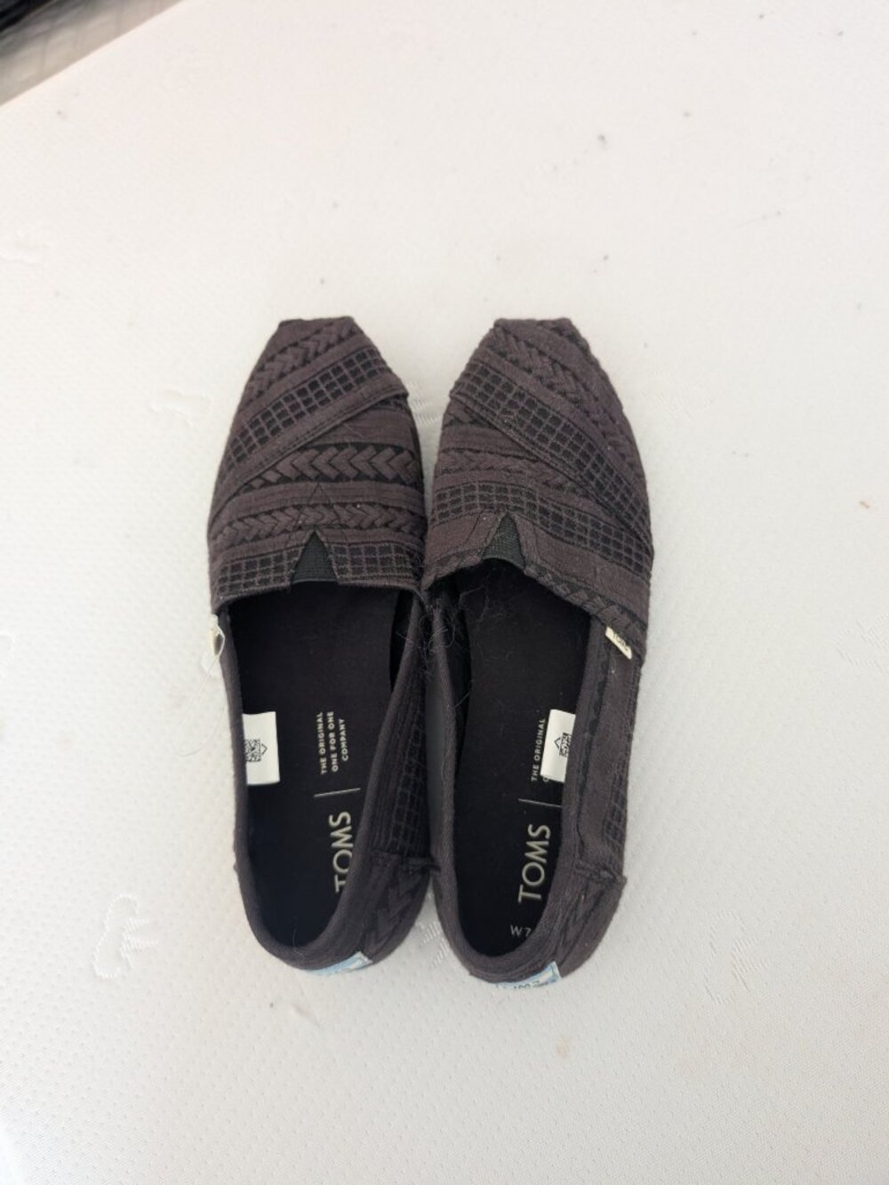 TOMS Alpargata Slip-On Flats — Black Crochet, Women's 7.5, New with Tags